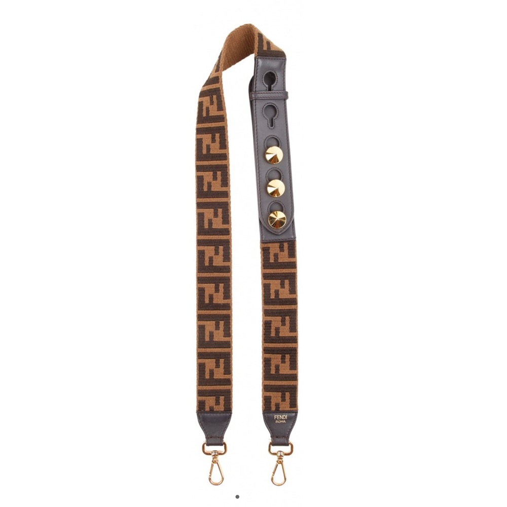 FENDI Canvas Calfskin FF 1974 Studded Strap You